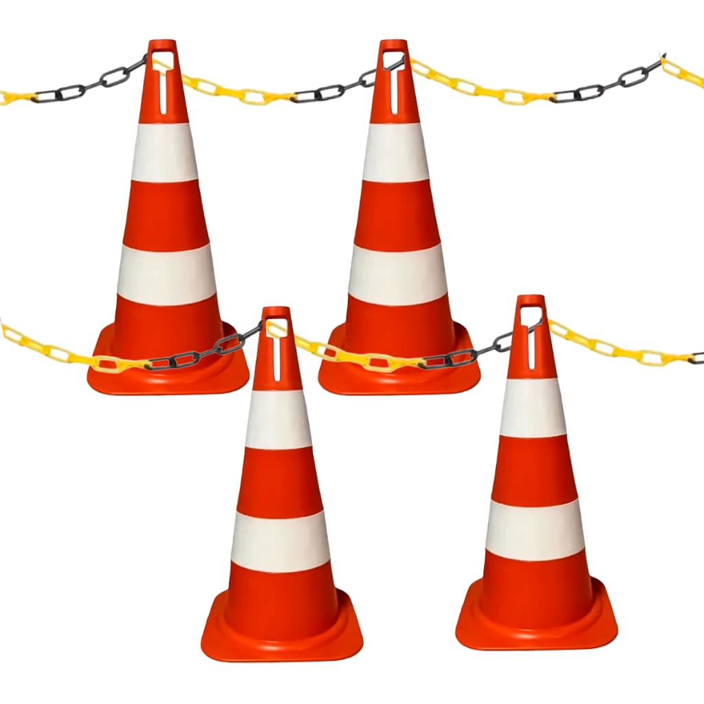 Kit 4 Cones De Sinalização 50cm E 4m De Corrente De Isolamento Sinalização Demarcação