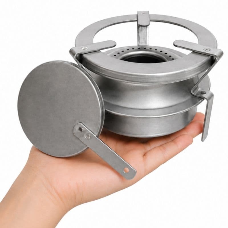 Fogareiro espiriteira a álcool,fogão portátil sem pintura para camping, caminhoneiros, pesca e sobrevivência.