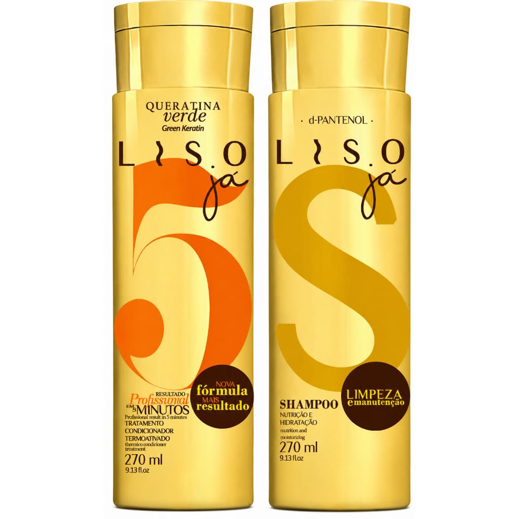 kit Liso Já alisamento shampoo + condicionador alisante restaurador cabelo sem formol sem química