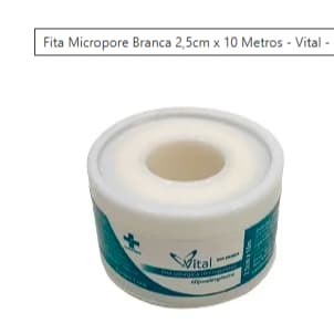Fita Micropore Branca 2,5cm x 10 Metros - Vital
