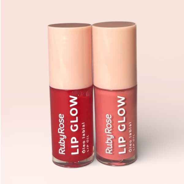 KIT 2 Lip Oil Hidratante Labial Ruby Rose Lip Glow Gloss Fórmula Não Pegajosa