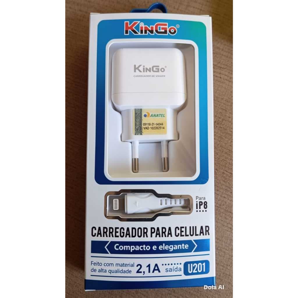 Carregador de Parede Kingo 2,1A para IP8 Compacto E Elegante Saida U201