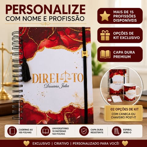 Caderno Personalizado Profissão A5 ou Universitário Kit Presente Formatura Papelaria Criativa