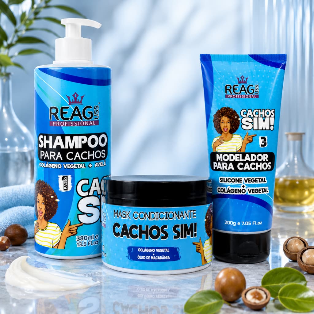 Kit Cachos Sim -  Shampoo + Máscara +  Modelador -  ReagLiss
