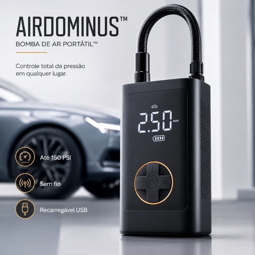Mini Compressor Ar Digital Portátil Bomba Inflador Elétrico Sem fio Display LED USB Carro Moto Bike