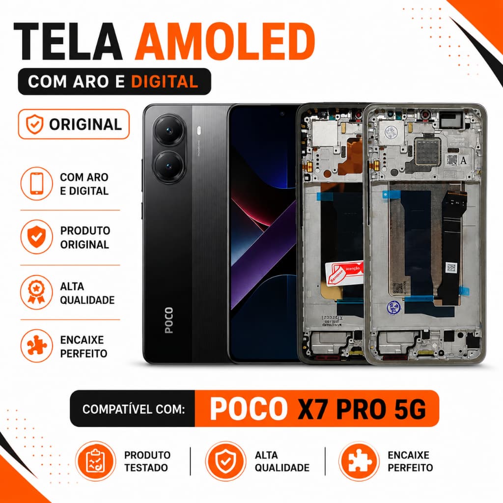 Tela Poco X7 Pro 5G Display Com Aro Frontal Com Digital Amoled Original Oled Chassi 120Hz Módulo