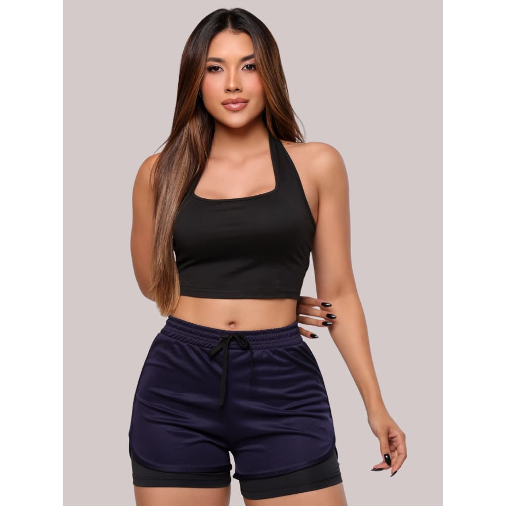 Bermuda Feminina Fitness Short Cintura Alta Ajustável Com Bolso Dry Fit Treino Academia Confortável