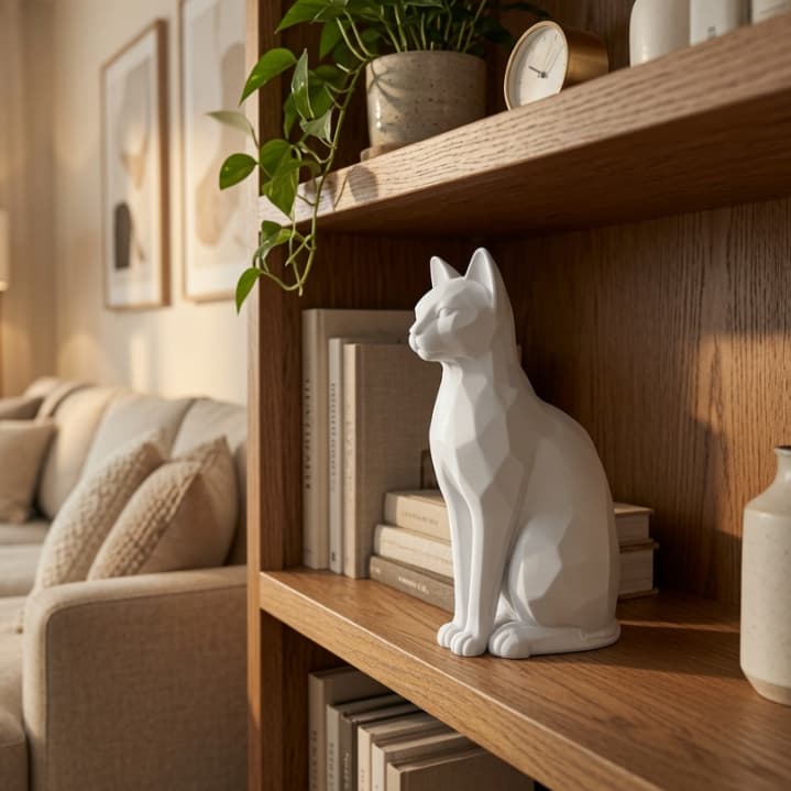 Gato Decorativo Poligonal | Estátua Gato Poligonal | Enfeite Gato