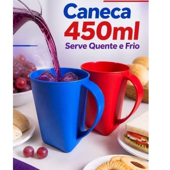 Jogo de Caneca Plástica Reforçada Multiuso Bebidas Quentes & Frias