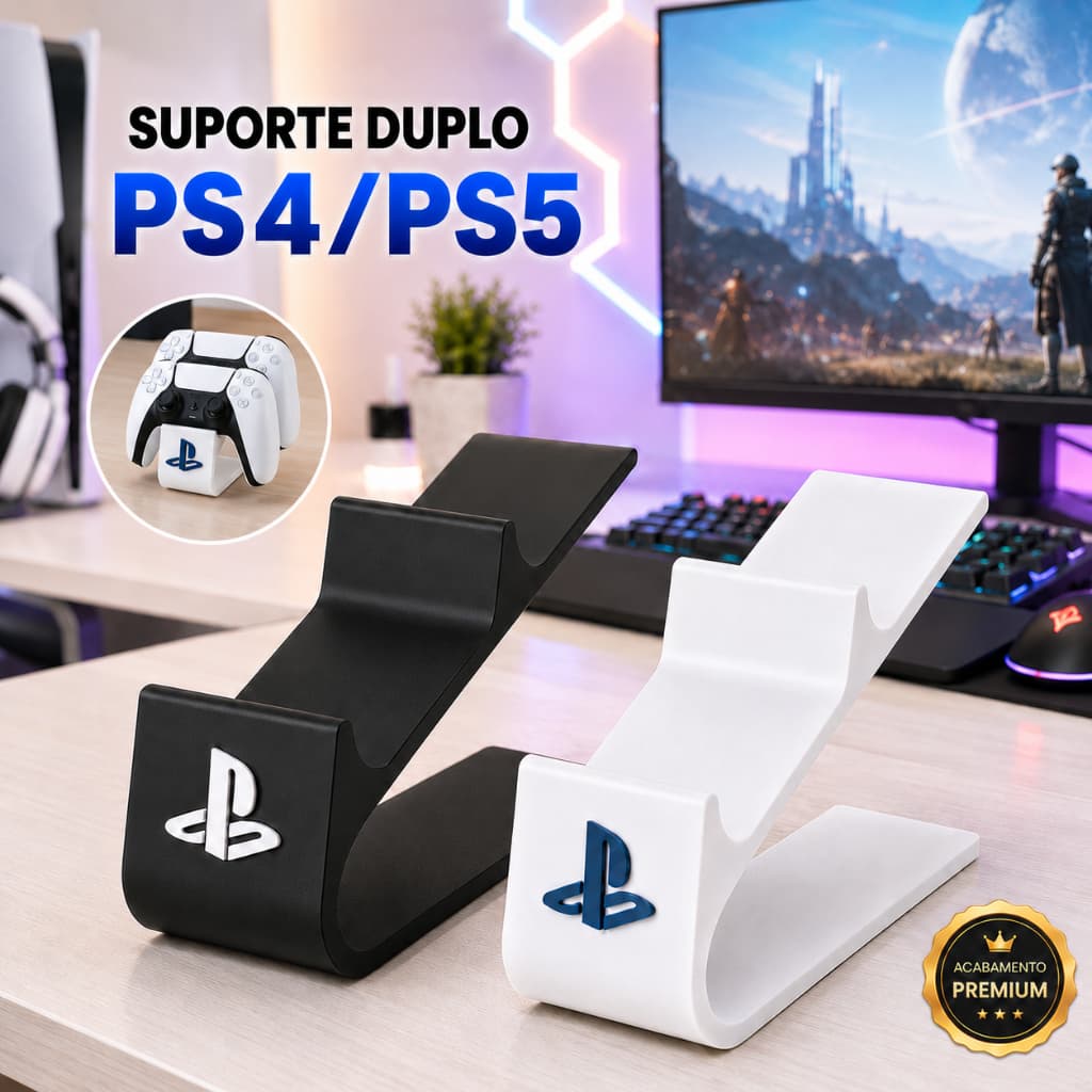 Suporte Duplo para Controle PS4/PS5 Duplo Organizador para 2 Controles Playstation 5