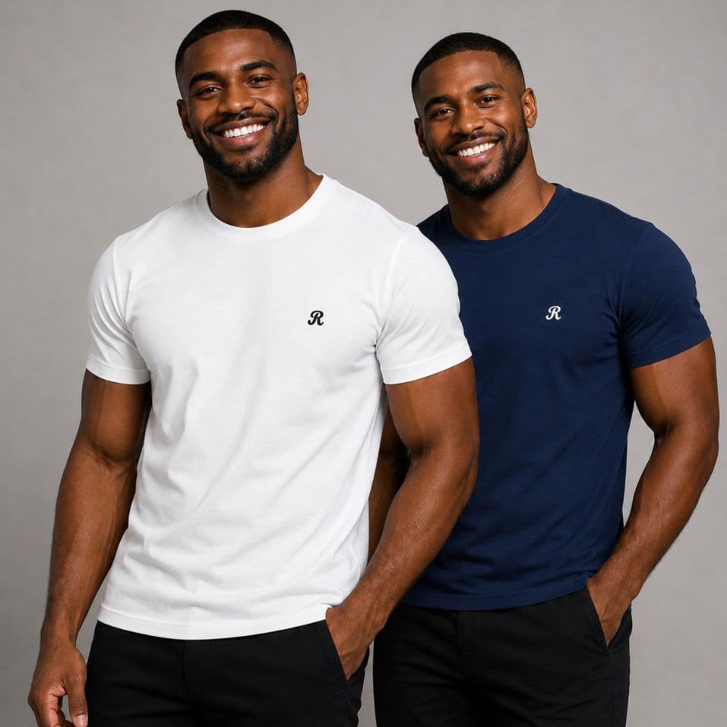 KIT 2 CAMISETAS BÁSICA MANGA CURTA MASCULINA ELEGANTE 100% ALGODÃO CAMISA LISA