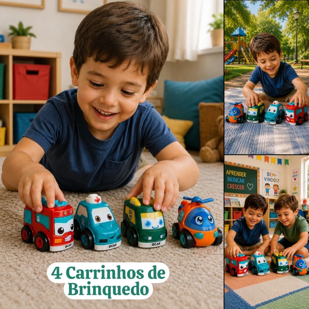 4 Brinquedo Mini Carrinho Empurrar Infantil Bebe Criança