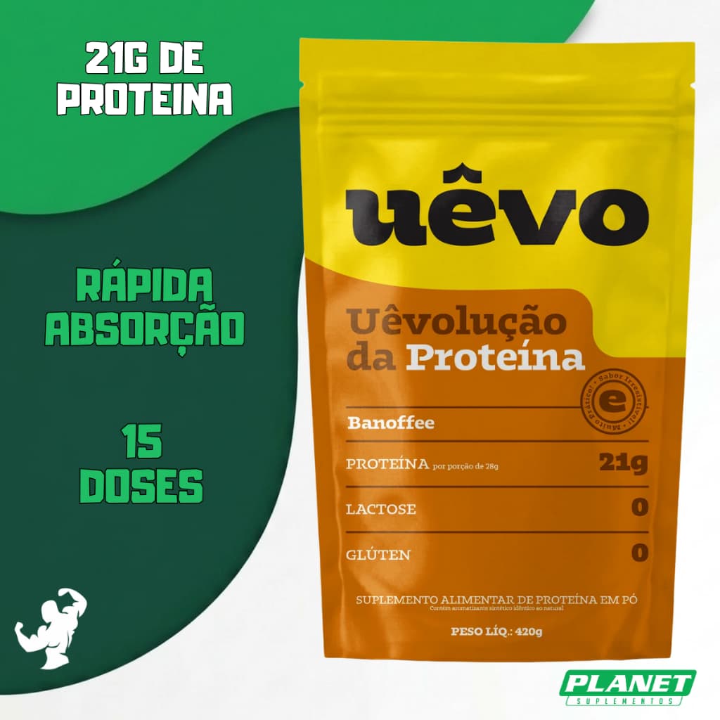 Proteina 420g uêvo proteína sem lactose ganho muscular recuperação original premium top x