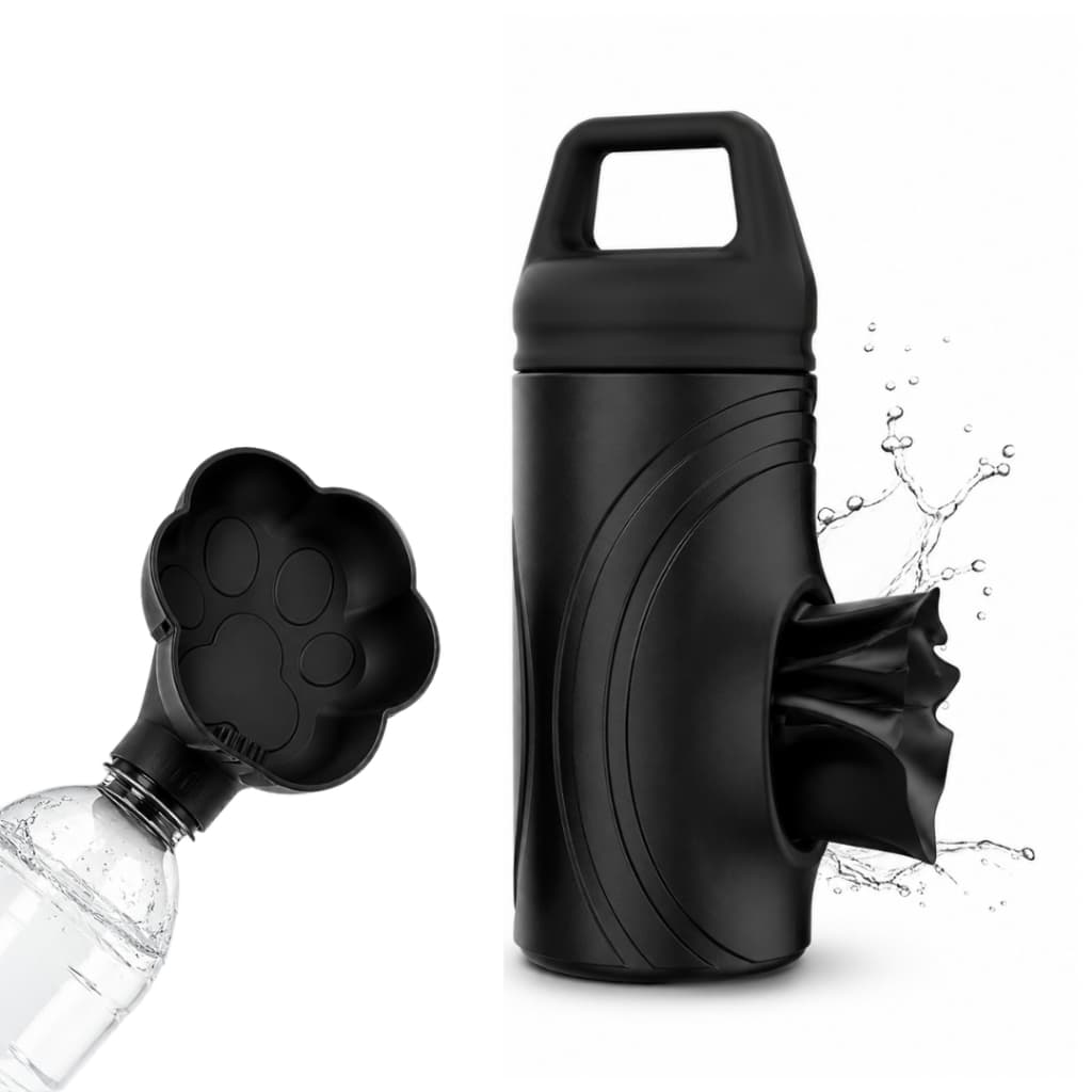 Kit Passeio Pet 2 em 1 Bebedouro Portátil Patinha 600ml + Dispenser Saquinho Higiênico para Cachorro