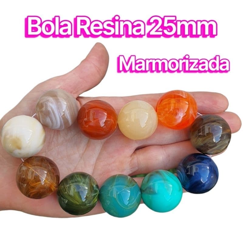 BOLA RESINA 25MM MARMORIZADA SUPER BRILHO