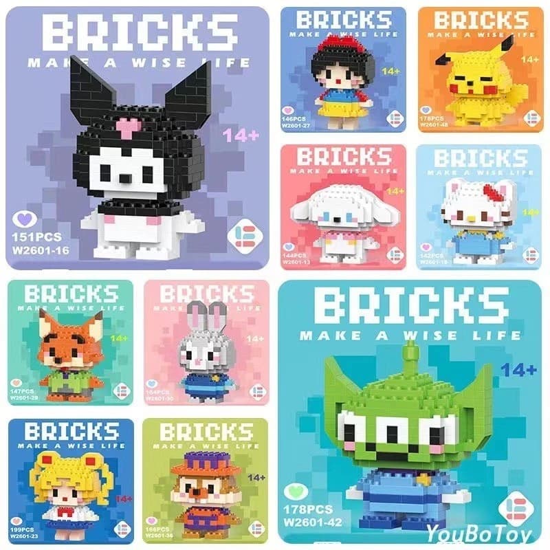 Brinquedos de blocos de montar em 3D com desenhos animados, brinquedos educativos para crianças.