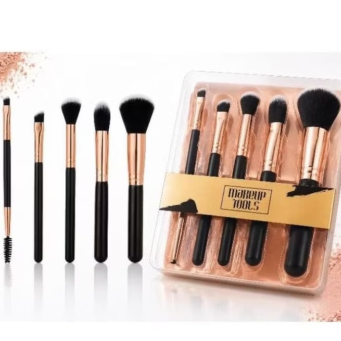 Kit 5 Pincéis de Maquiagem Profissional Macios Multifuncionais para Base Pó Blush Sombra e Sobrancelha