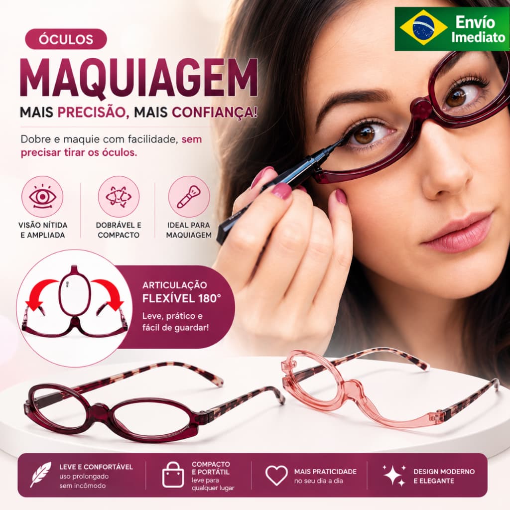 Óculos de Grau para Leitura e Maquiagem Dobrável Premium – Leve, Elegante e Confortável