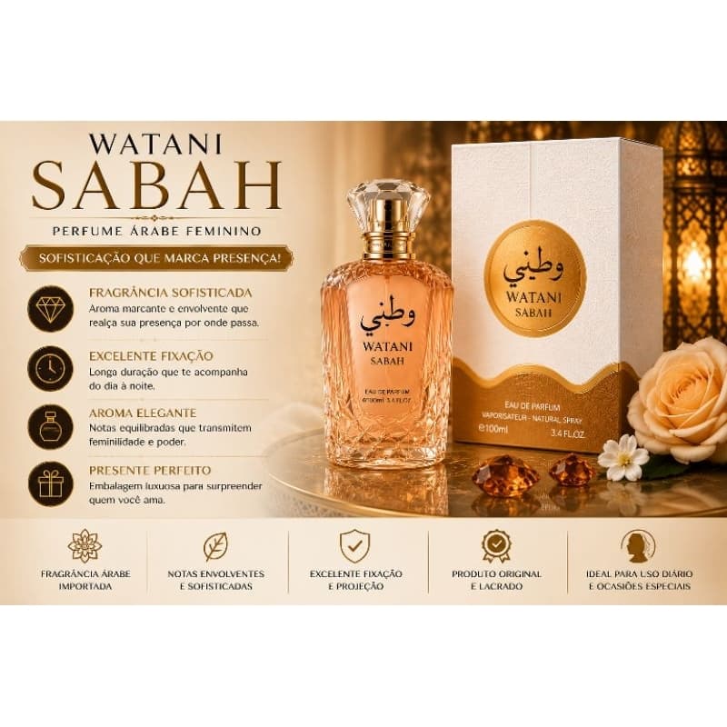 Perfume Árabe Feminino Watani Sabah Importado Eau de Parfum