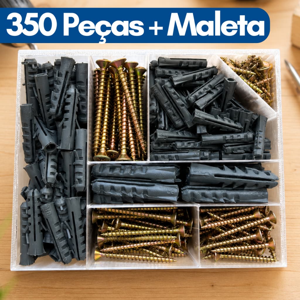 Parafuso com Bucha 6mm 8mm com Maleta Organizador Kit Bucha e Parafuso 6 8 Fixação Estojo