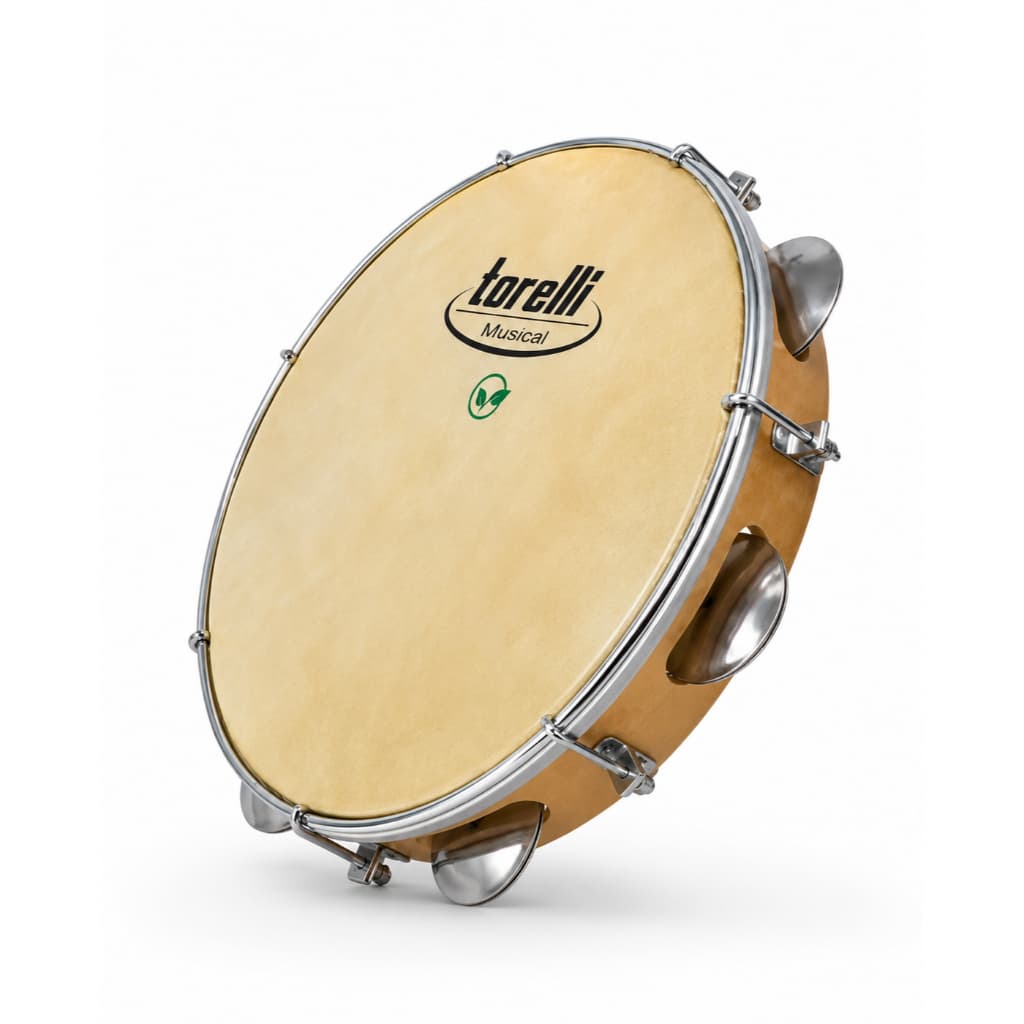Pandeiro 10 Polegadas Vegano Natural com Pele Sintética Pandeiro Profissional Injetado para Samba, Pagode e Percussão