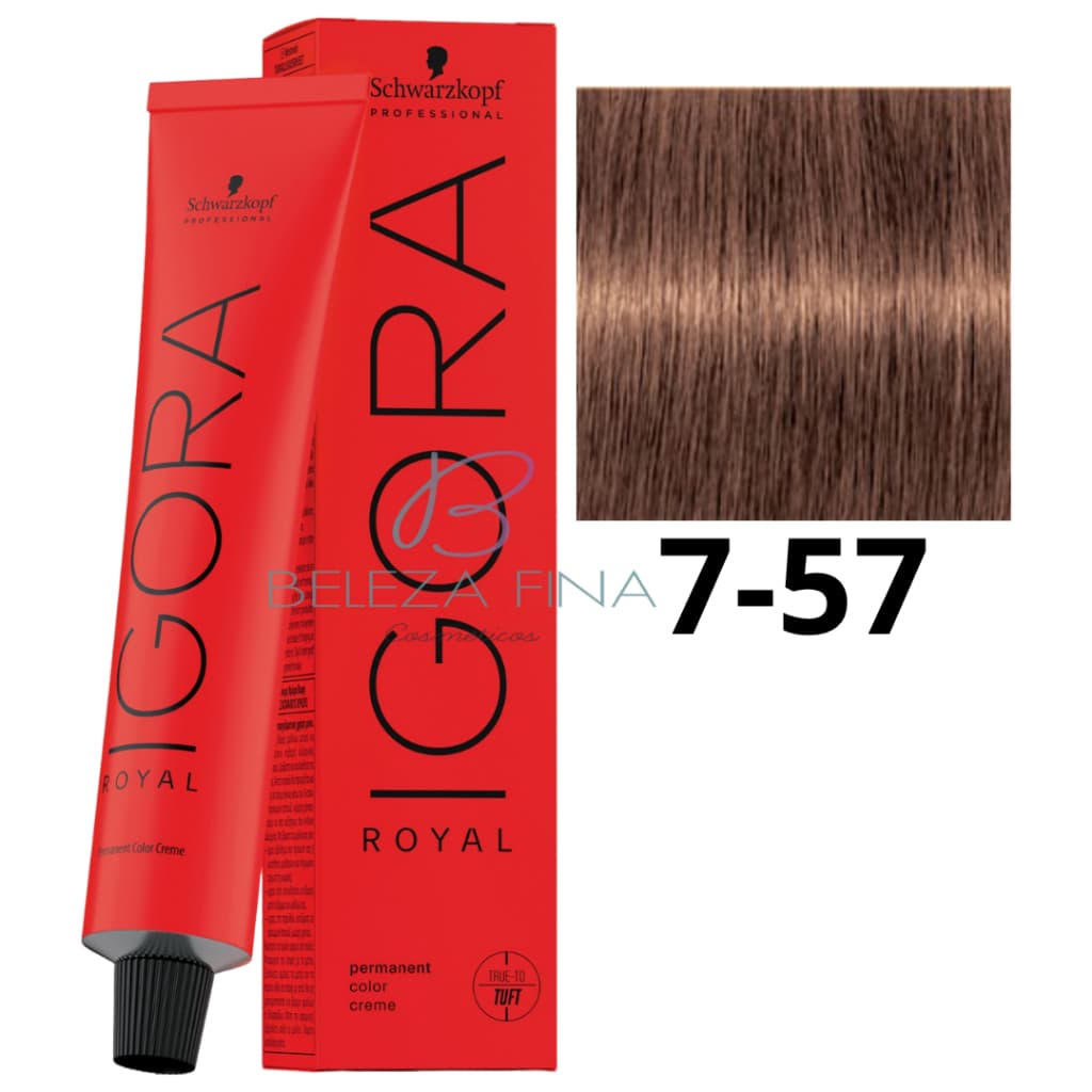 Coloração Schwarzkopf Igora Royal Tintura 7-57 60g LOURO MÉDIO DOURADO COBRE