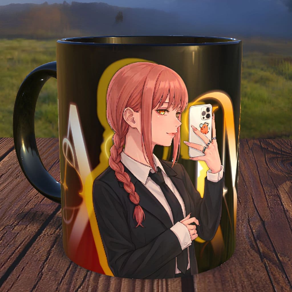 Caneca Personalizada Makima Anime Chainsaw Man Preta 325ml | Estampa Exclusiva