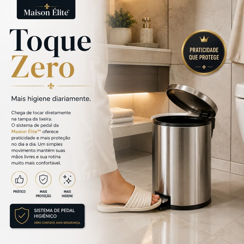 Lixeira Inox 3 Litros com Pedal e Balde Removível Compacta Moderna para Banheiro e Lavabo