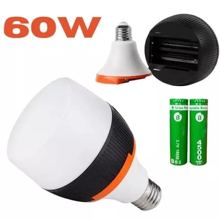 Lâmpada de Emergência LED 60W/30W Bivolt – Dura 6h sem Energia, Portátil, Recarregável