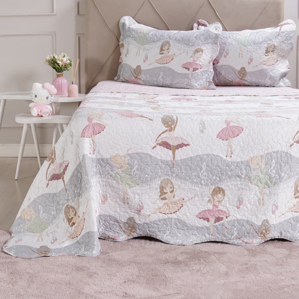 Kit Cobre Leito Colcha Infantil Tamanho CASAL Com Porta Travesseiro MENINAS e MENINOS - Bene Casa
