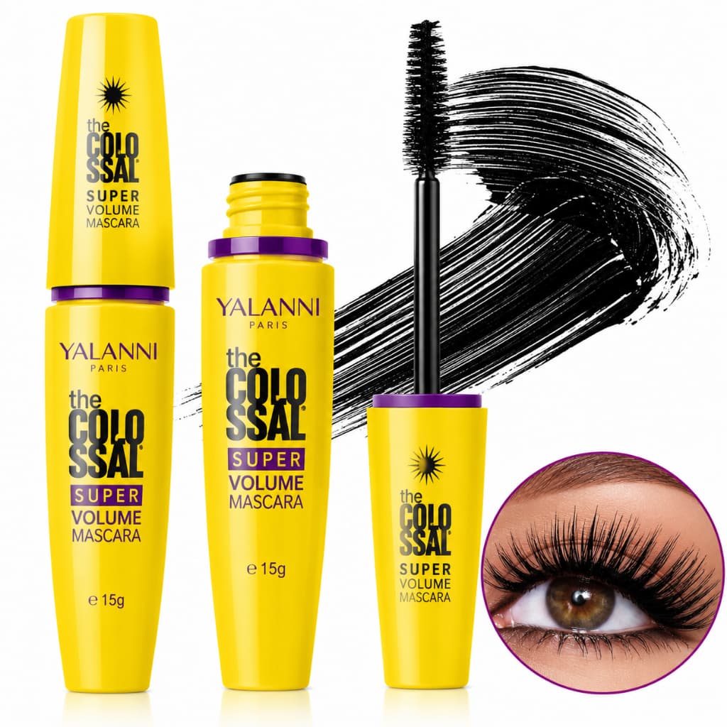Yalanni Máscara para Cílios Colossal Super Volume Alongamento Cor Preta