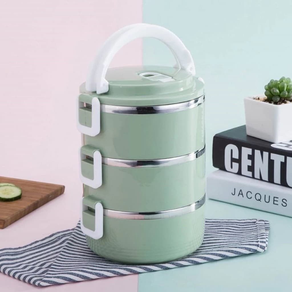 Pote Marmita Inox Hermético com 3 ou 4 Andares – 2,1L / 2,8L Ideal para Escola e Escritório