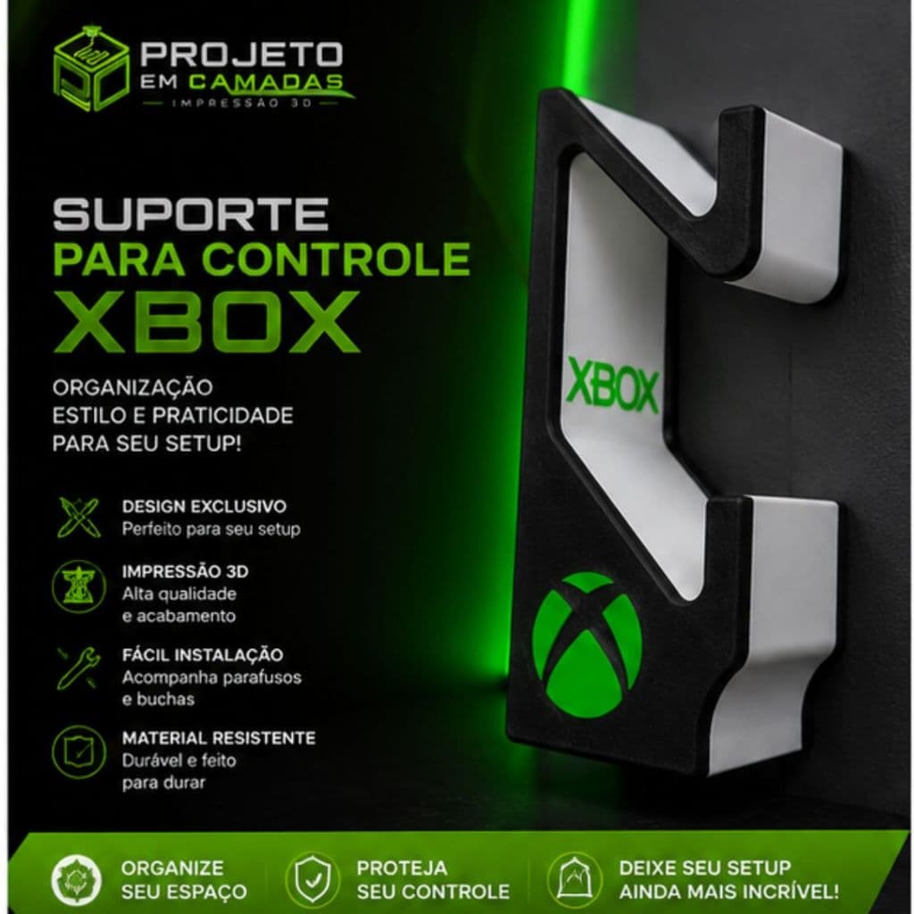 Suporte Duplo Controle Xbox Games Decoracao Quarto Organizador Controles Impressão 3D