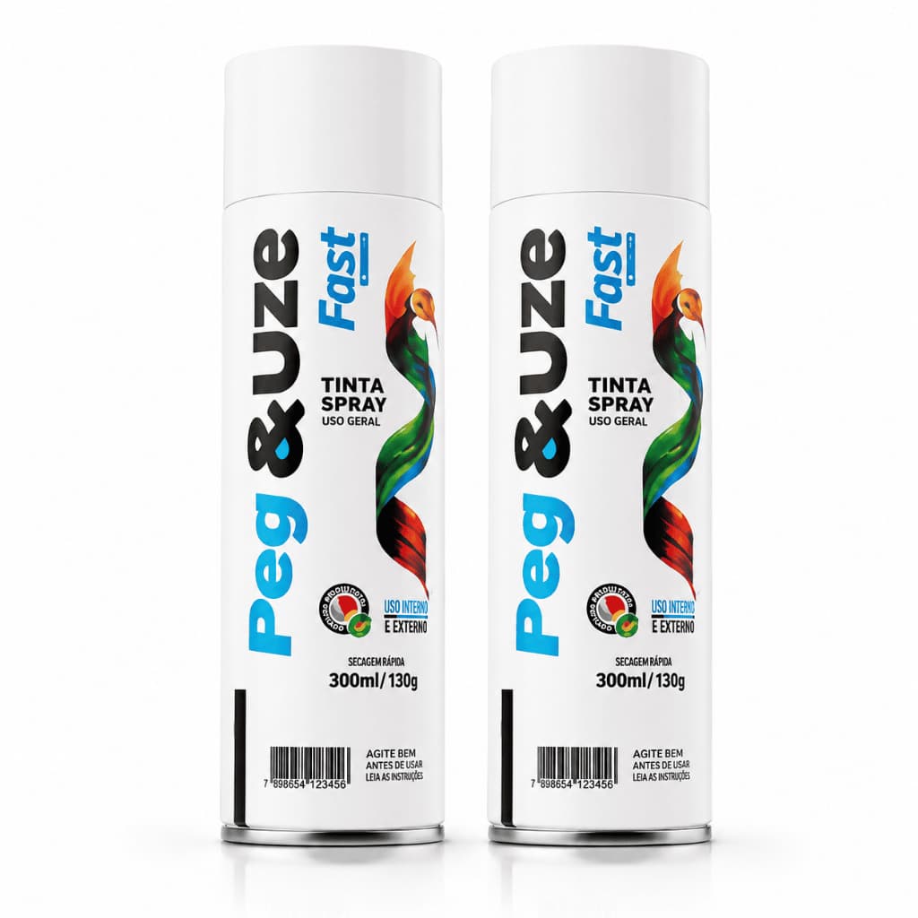 Kit Tinta Spray Peg&Uze Uso Geral Branco Fosco 300ml 2 Unidades