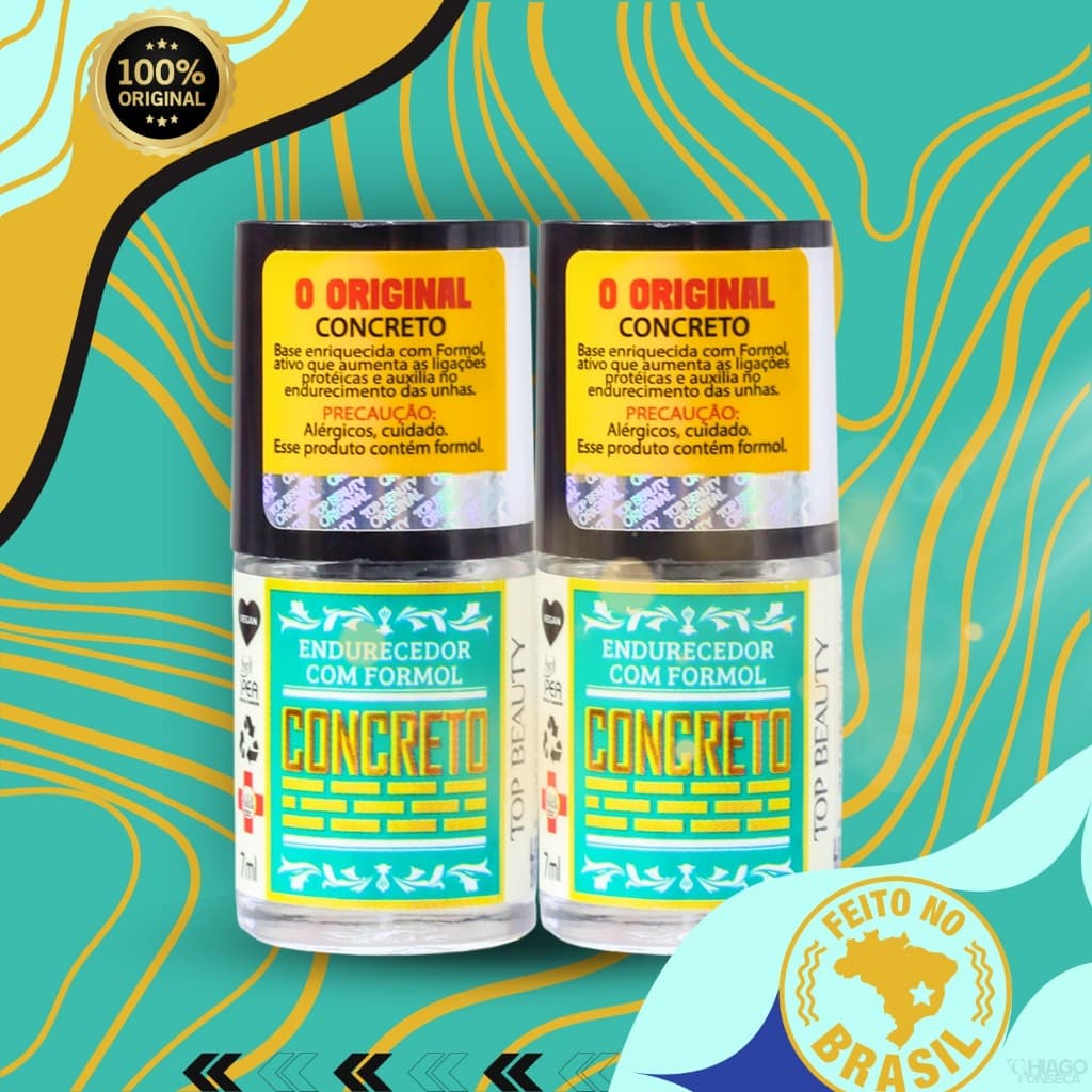 Kit de 2 unidades base concreto Top Beauty sos endurecedor unhas fortes