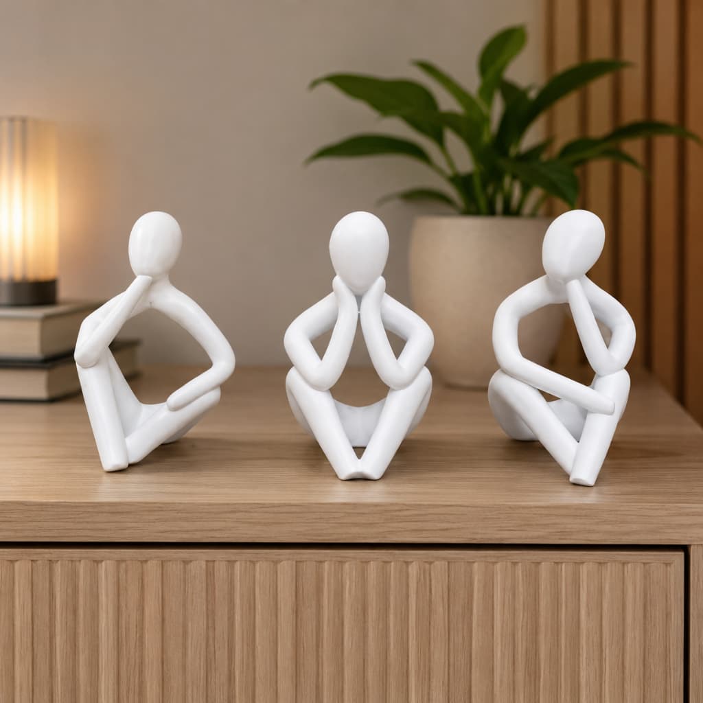 Kit Trio Esculturas Decorativas Minimalistas Para Sala Quarto Escritório Home Office Decoração