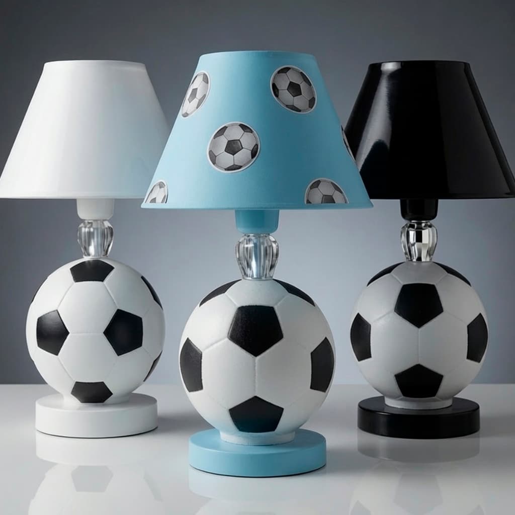 Abajur Luminária para Quarto Infantil Bola de Futebol Decoração Jogador Seleção Brasil Copa Do Mundo Clubes Neymar Kids