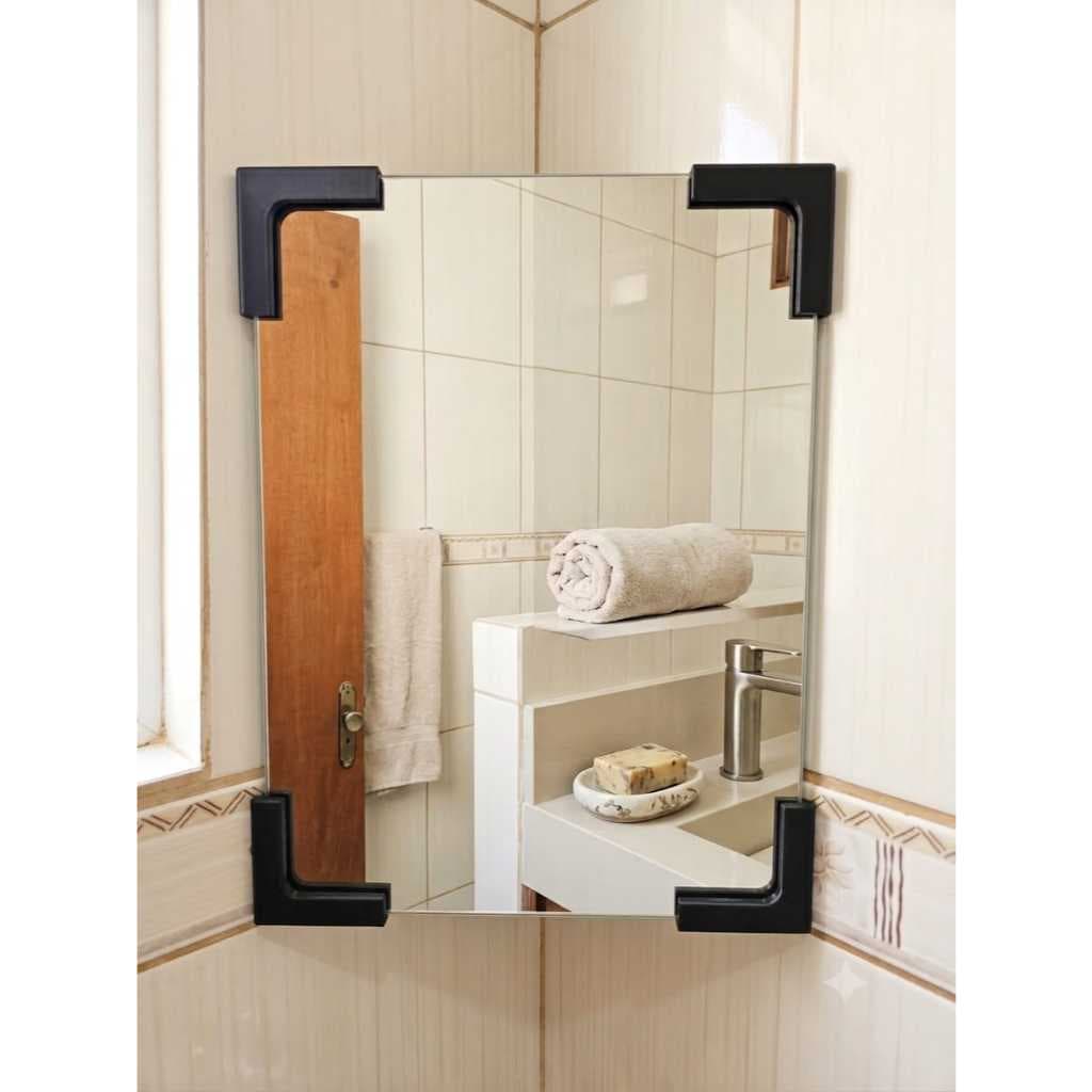 Kit Suporte Para Espelho De Canto De Parede Quina Moderno