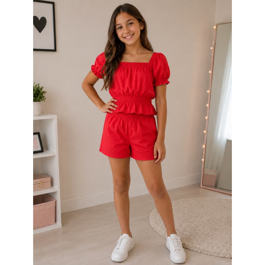 Conjunto Infantil Juvenil Feminino com Shorts Verao Menina