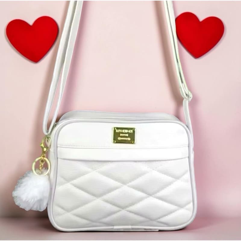 Bolsa Feminina pequena Branco Alça Transversal Reforçado Com Chaveiro ENVIO RÁPIDO