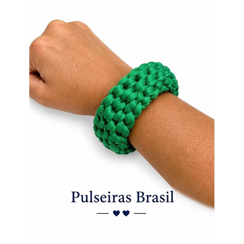 Pulseiras de Crochê cores Brasil fio de malha