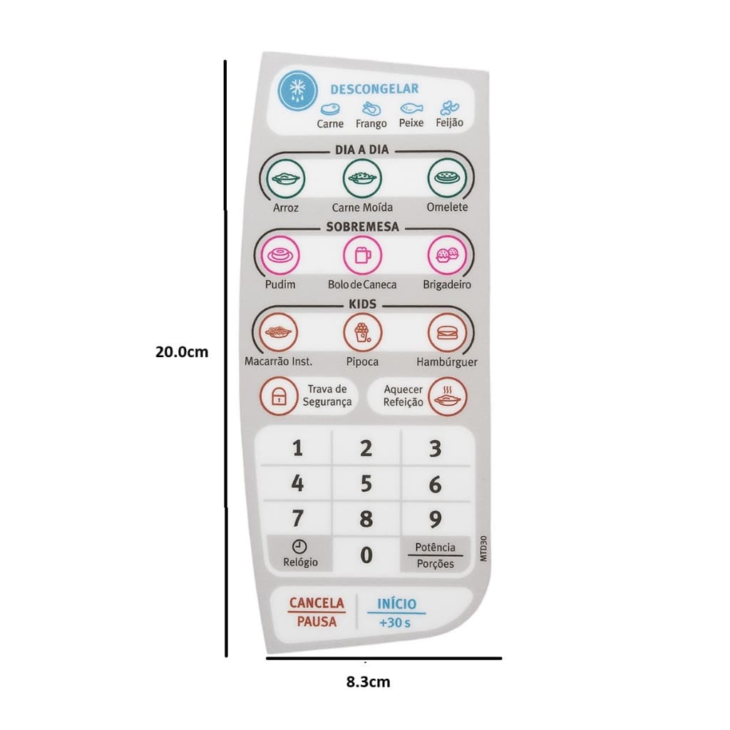 TECLADO MEMBRANA MICROONDAS MTD30 MTD 30