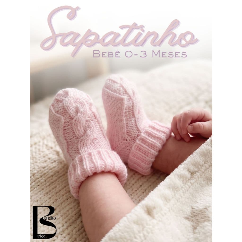 Sapatinho De Bebê 0 a 3 Meses Tricot Crochê Trançado Menino e Menina Canelado Tricô Moda RN Inverno