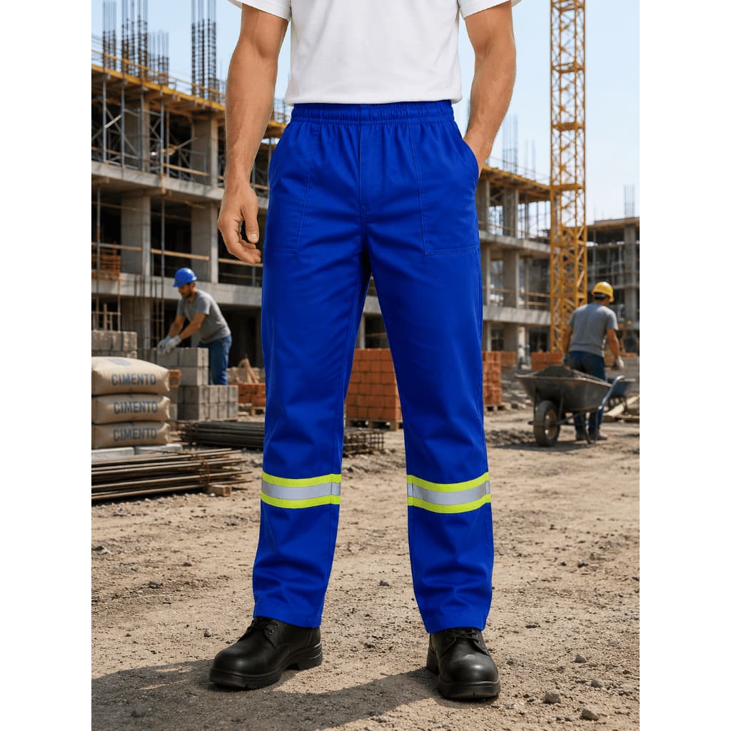 Calça Gabardine Com Faixa Refletiva Uniforme Engenheiro Supervisor Premium