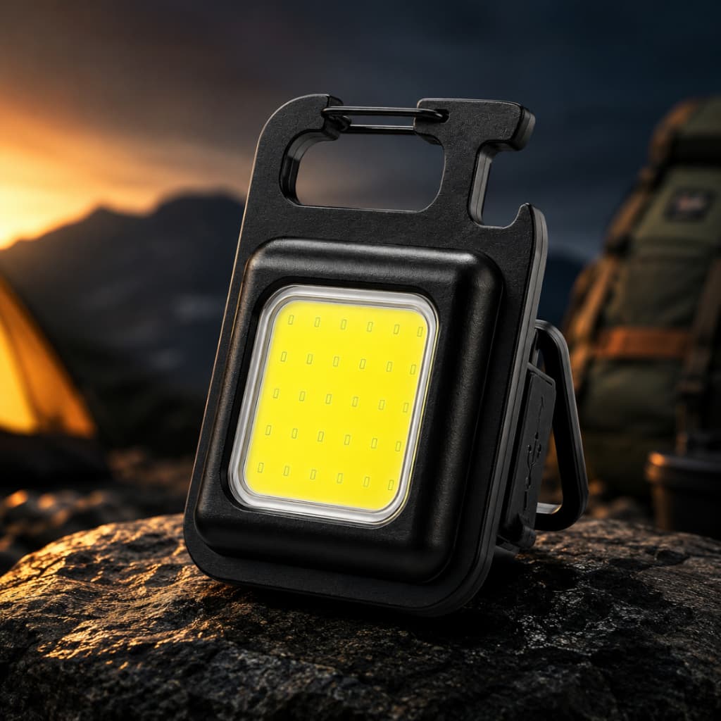 Mini Lanterna Chaveiro LED USB Recarregável 3 Modos Potente