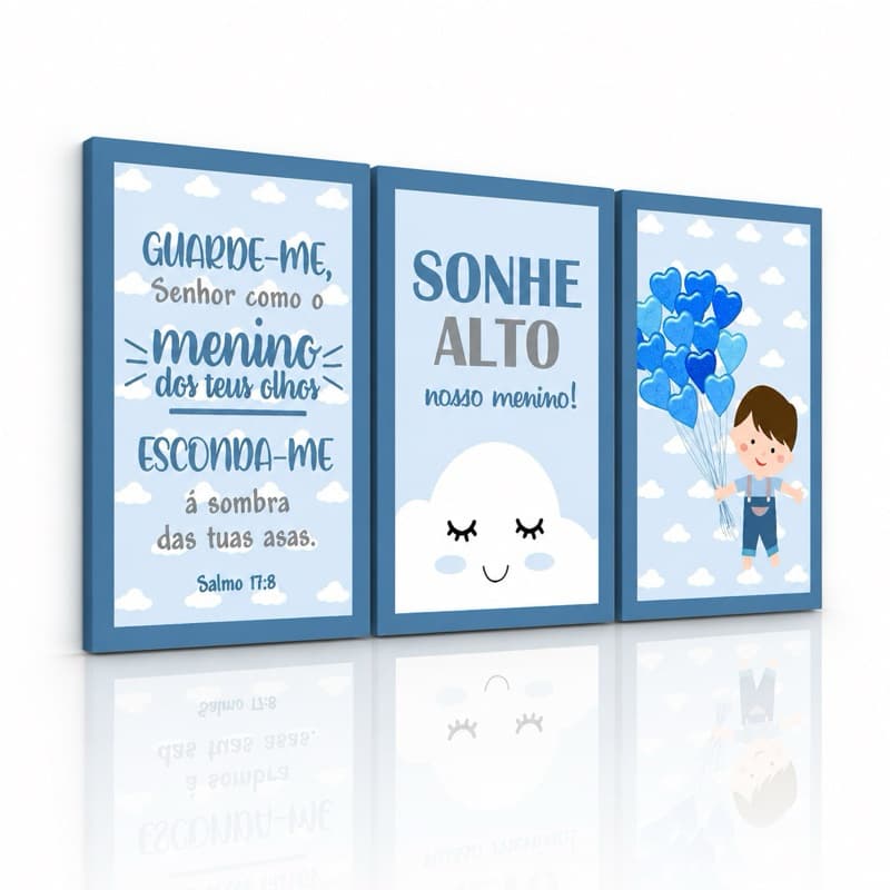 Quadro Decorativo Infantil Quarto Menino Varios Tamanhos Sonhe Alto