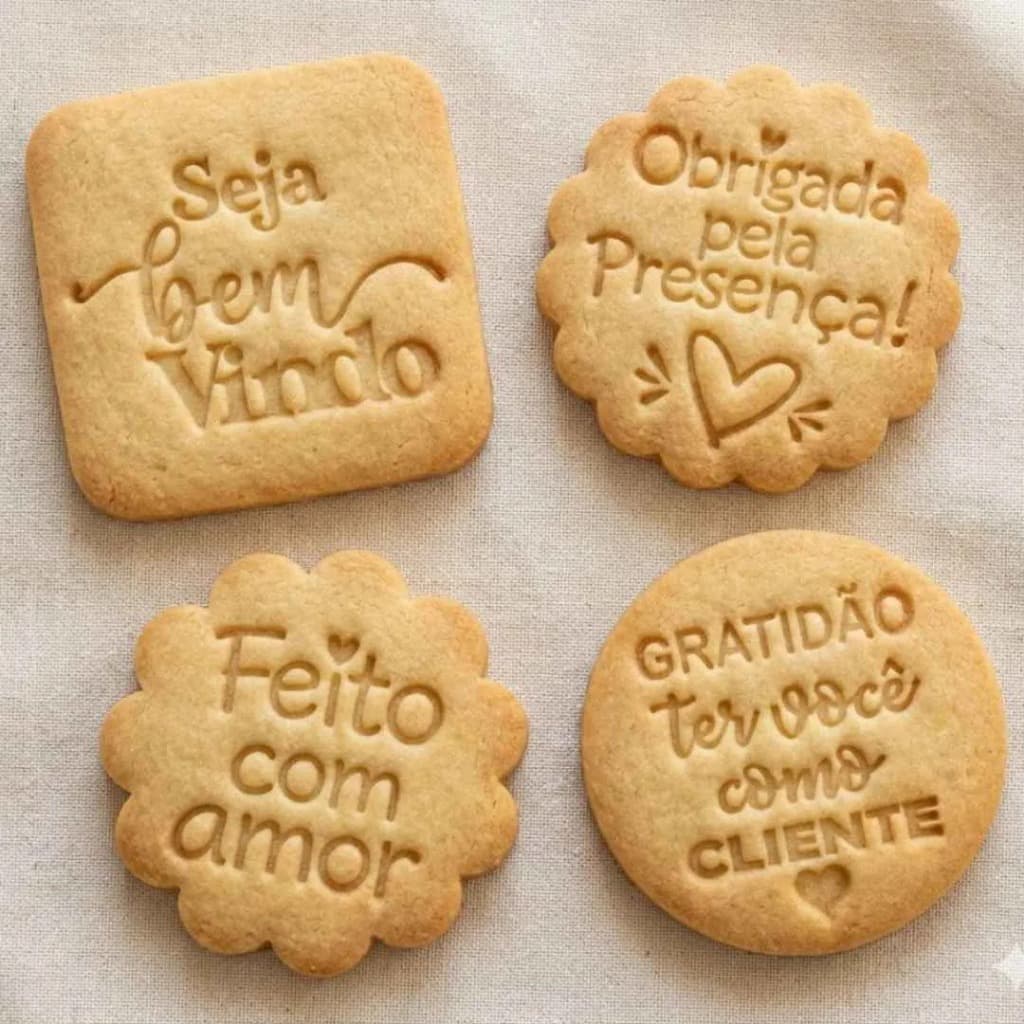Cortador de Biscoito Gratidão Feito com Amor Seja Bem-Vindo Obrigada pela Presença