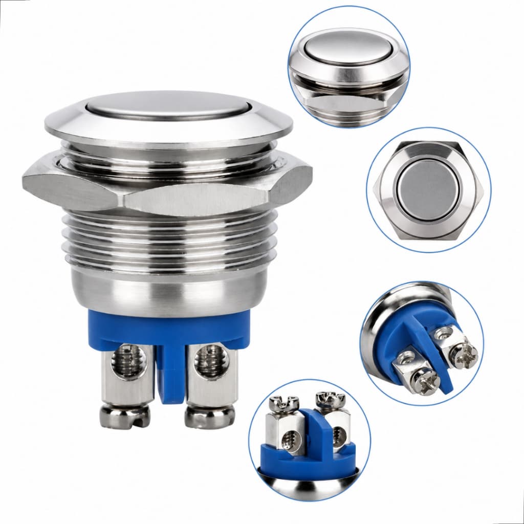 10x Botão Push Button Inox - Momentâneo Start Pulso