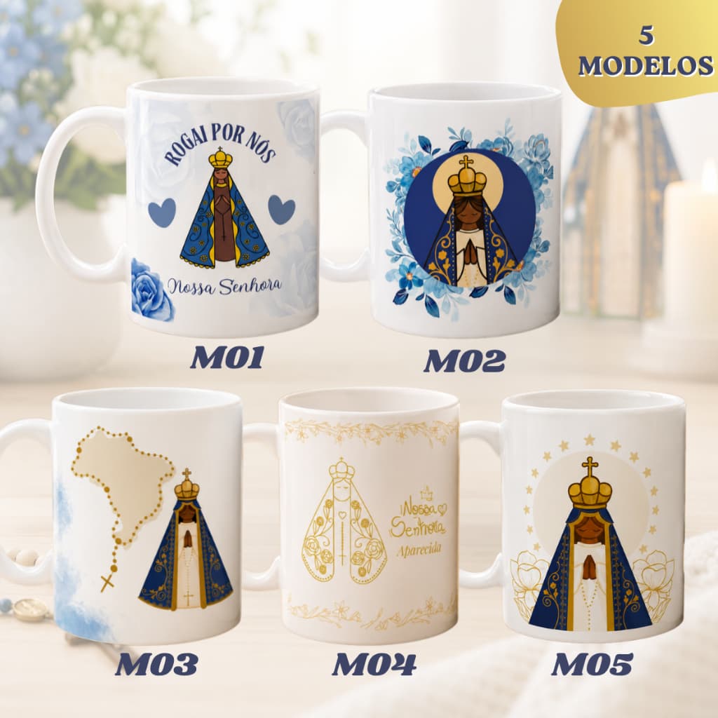 Canecas Nossa Senhora com Nome Personalizada 5 Modelos Exclusivo Religiosos Presente Católico Xícara