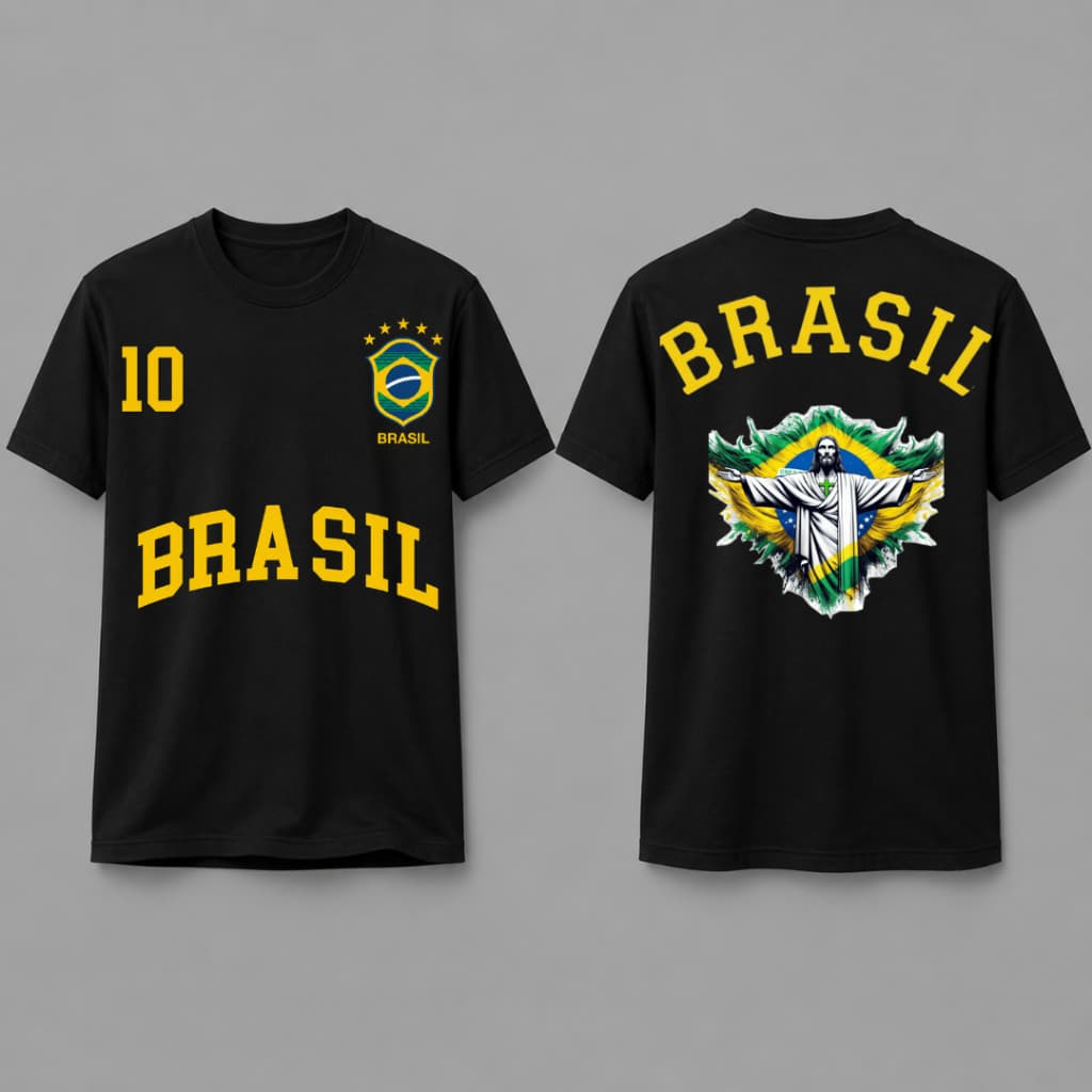Camiseta Brasil Estilo Streetwear Frente e Costas – Copa 2026
